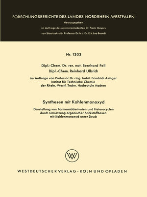 cover image of Synthesen mit Kohlenmonoxyd
